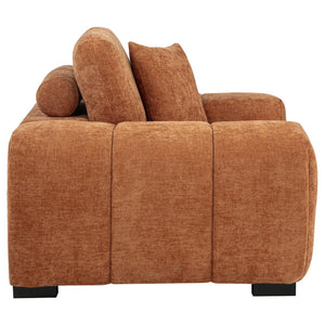 English Elm Plather Oversized Channel Tufted Accent Chair Wide Track Arms Contemporary Living Room Orange B062P520058