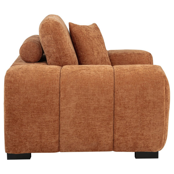 English Elm Plather Oversized Channel Tufted Accent Chair Wide Track Arms Contemporary Living Room Orange B062P520058