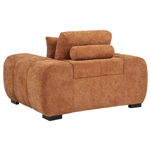 English Elm Plather Oversized Channel Tufted Accent Chair Wide Track Arms Contemporary Living Room Orange B062P520058