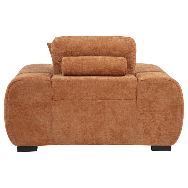 English Elm Plather Oversized Channel Tufted Accent Chair Wide Track Arms Contemporary Living Room Orange B062P520058