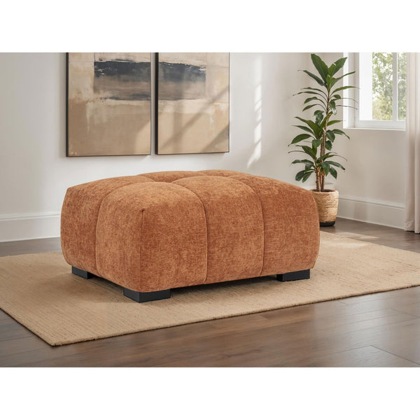 English Elm Plather Channel Tufted Rectangular Ottoman Low Profile Foam Upholstered Living Room Seat Orange B062P520059
