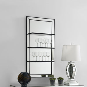 English Elm Cardinal Tall Beveled Wall Mirror with Three Integrated Shelves for Glam Entryway Display B062P520060