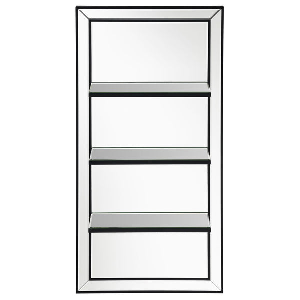English Elm Cardinal Tall Beveled Wall Mirror with Three Integrated Shelves for Glam Entryway Display B062P520060