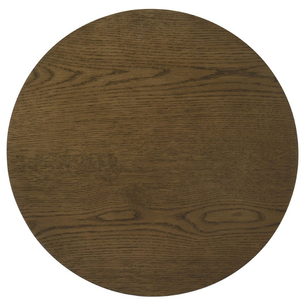 English Elm Crispin Round Oak Veneer End Table with Open Shelf for Modern Living Spaces Brown B062P520065