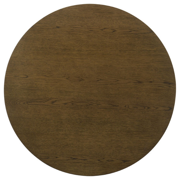 English Elm Crispin Round Oak Veneer Coffee Table with Open Shelf for Casual Living Rooms Brown B062P520066