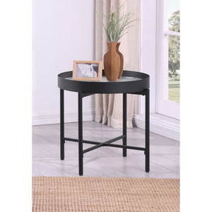 English Elm Rafael Round End Table Reeded Glass Top Metal Frame Industrial Living Room Accent B062P520069