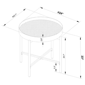 English Elm Rafael Round End Table Reeded Glass Top Metal Frame Industrial Living Room Accent B062P520069
