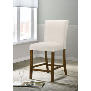 English Elm Flynn Parsons Upholstered Counter Chairs Set of 2 Beige Fabric Rubberwood Legs B062P520079