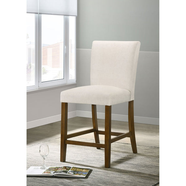 English Elm Flynn Parsons Upholstered Counter Chairs Set of 2 Beige Fabric Rubberwood Legs B062P520079
