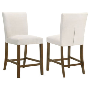 English Elm Flynn Parsons Upholstered Counter Chairs Set of 2 Beige Fabric Rubberwood Legs B062P520079