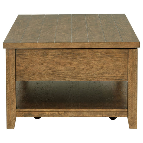 English Elm Castleton Farmhouse Lift Top Coffee Table with Hidden Storage and Rolling Casters Distressed Brown B062P520099