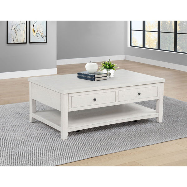 English Elm Castleton Farmhouse Lift Top Coffee Table with Hidden Storage and Rolling Casters Distressed White B062P520100