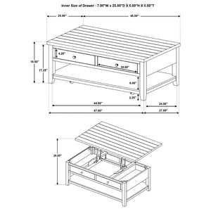 English Elm Castleton Farmhouse Lift Top Coffee Table with Hidden Storage and Rolling Casters Distressed White B062P520100