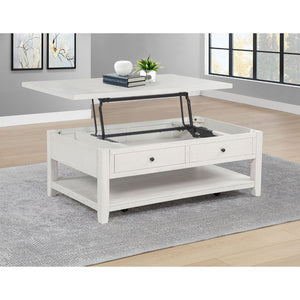 English Elm Castleton Farmhouse Lift Top Coffee Table with Hidden Storage and Rolling Casters Distressed White B062P520100