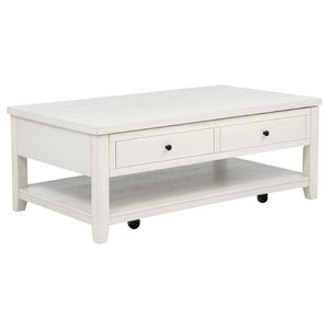 English Elm Castleton Farmhouse Lift Top Coffee Table with Hidden Storage and Rolling Casters Distressed White B062P520100