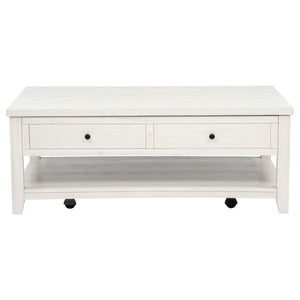 English Elm Castleton Farmhouse Lift Top Coffee Table with Hidden Storage and Rolling Casters Distressed White B062P520100