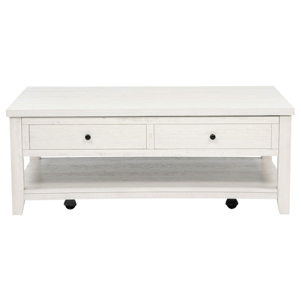 English Elm Castleton Farmhouse Lift Top Coffee Table with Hidden Storage and Rolling Casters Distressed White B062P520100
