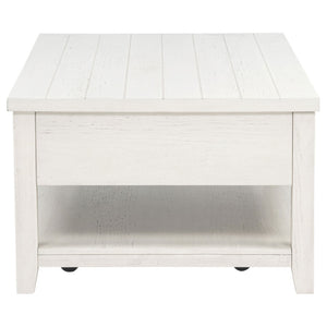 English Elm Castleton Farmhouse Lift Top Coffee Table with Hidden Storage and Rolling Casters Distressed White B062P520100