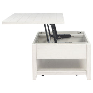 English Elm Castleton Farmhouse Lift Top Coffee Table with Hidden Storage and Rolling Casters Distressed White B062P520100