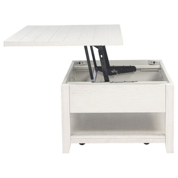 English Elm Castleton Farmhouse Lift Top Coffee Table with Hidden Storage and Rolling Casters Distressed White B062P520100