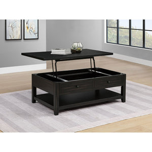 English Elm Castleton Farmhouse Lift Top Coffee Table with Hidden Storage and Rolling Casters Distressed Java B062P520101
