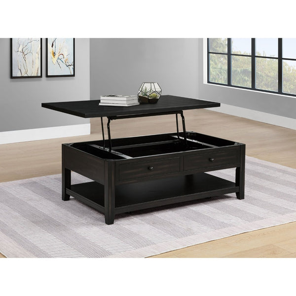 English Elm Castleton Farmhouse Lift Top Coffee Table with Hidden Storage and Rolling Casters Distressed Java B062P520101
