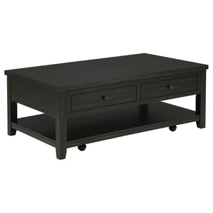 English Elm Castleton Farmhouse Lift Top Coffee Table with Hidden Storage and Rolling Casters Distressed Java B062P520101