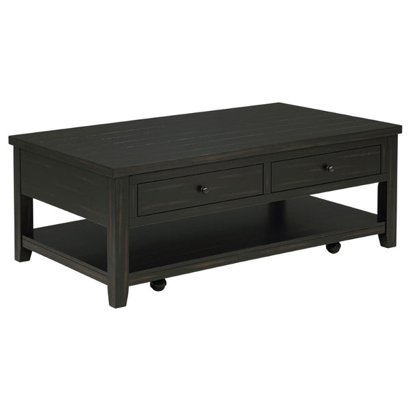 English Elm Castleton Farmhouse Lift Top Coffee Table with Hidden Storage and Rolling Casters Distressed Java B062P520101