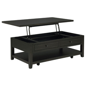 English Elm Castleton Farmhouse Lift Top Coffee Table with Hidden Storage and Rolling Casters Distressed Java B062P520101