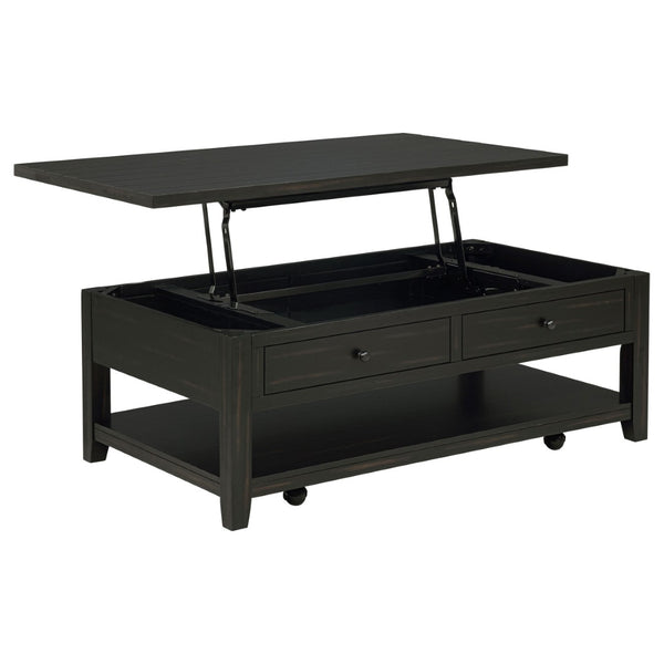 English Elm Castleton Farmhouse Lift Top Coffee Table with Hidden Storage and Rolling Casters Distressed Java B062P520101