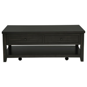 English Elm Castleton Farmhouse Lift Top Coffee Table with Hidden Storage and Rolling Casters Distressed Java B062P520101