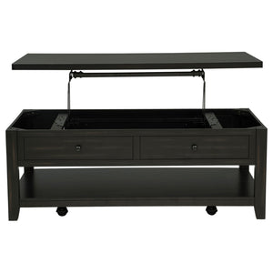 English Elm Castleton Farmhouse Lift Top Coffee Table with Hidden Storage and Rolling Casters Distressed Java B062P520101
