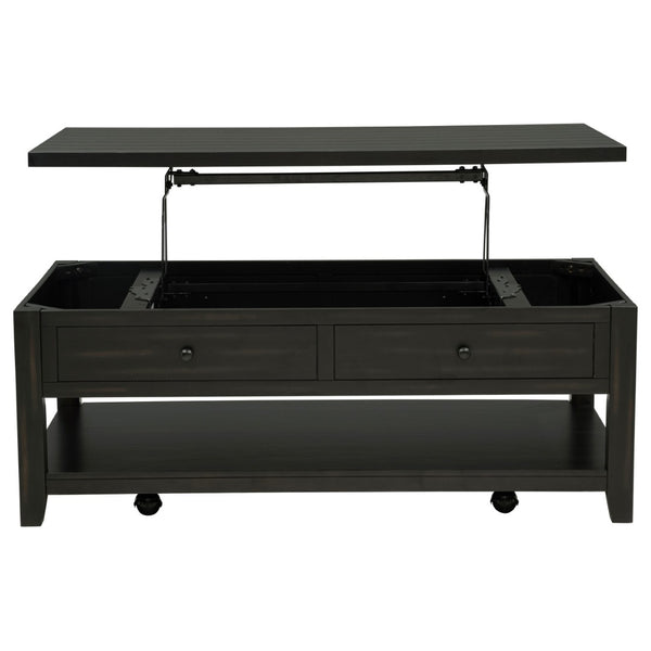 English Elm Castleton Farmhouse Lift Top Coffee Table with Hidden Storage and Rolling Casters Distressed Java B062P520101