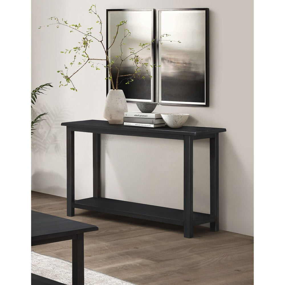 English Elm Castleton Plank Top Pine Console Table with Lower Shelf for Entryway or Sofa Wall B062P520102