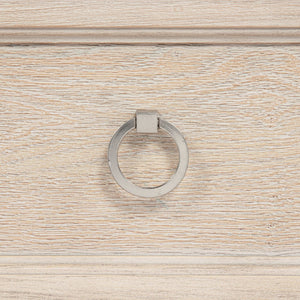 English Elm Wedner Five Drawer Oak Veneer Chest with Nickel Pulls for Bedroom Storage B062P520113