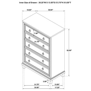 English Elm Wedner Five Drawer Oak Veneer Chest with Nickel Pulls for Bedroom Storage B062P520113