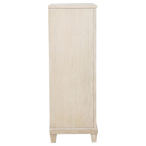 English Elm Wedner Five Drawer Oak Veneer Chest with Nickel Pulls for Bedroom Storage B062P520113