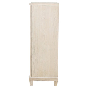 English Elm Wedner Five Drawer Oak Veneer Chest with Nickel Pulls for Bedroom Storage B062P520113