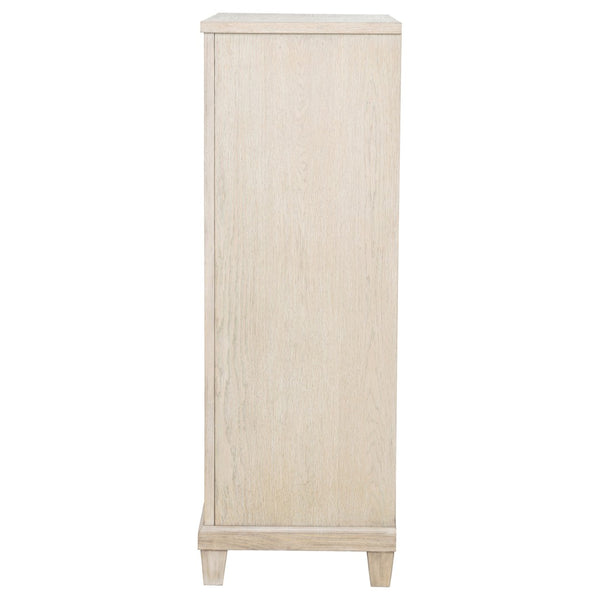 English Elm Wedner Five Drawer Oak Veneer Chest with Nickel Pulls for Bedroom Storage B062P520113