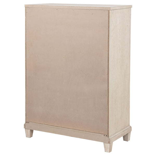 English Elm Wedner Five Drawer Oak Veneer Chest with Nickel Pulls for Bedroom Storage B062P520113
