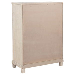 English Elm Wedner Five Drawer Oak Veneer Chest with Nickel Pulls for Bedroom Storage B062P520113