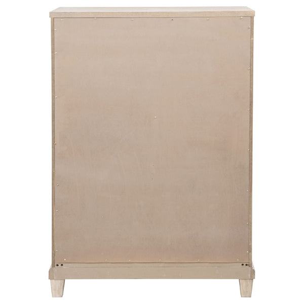 English Elm Wedner Five Drawer Oak Veneer Chest with Nickel Pulls for Bedroom Storage B062P520113