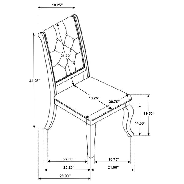 English Elm Kinzler Tufted Upholstered Dining Side Chairs with Nailhead Trim Set of 2 B062P520140