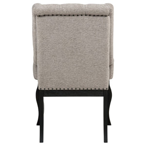 English Elm Kinzler Wingback Dining Armchairs Tufted Tan Upholstery Nailhead Trim Set of 2 B062P520141