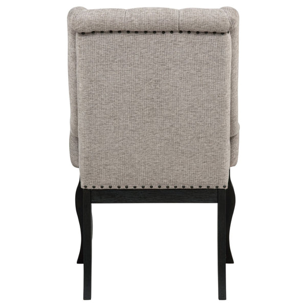 English Elm Kinzler Wingback Dining Armchairs Tufted Tan Upholstery Nailhead Trim Set of 2 B062P520141