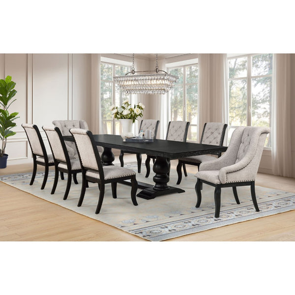 English Elm Kinzler Wingback Dining Armchairs Tufted Tan Upholstery Nailhead Trim Set of 2 B062P520141