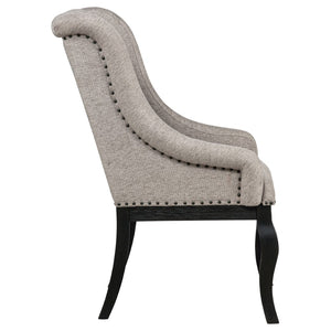 English Elm Kinzler Wingback Dining Armchairs Tufted Tan Upholstery Nailhead Trim Set of 2 B062P520141