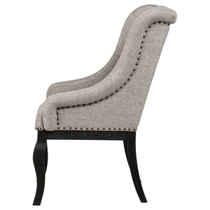 English Elm Kinzler Wingback Dining Armchairs Tufted Tan Upholstery Nailhead Trim Set of 2 B062P520141