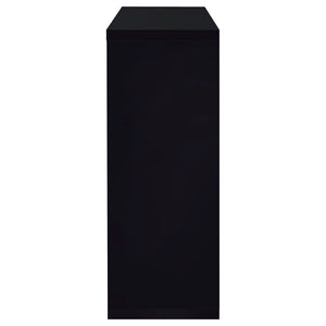 English Elm Gilbert Gloss Black Bar Shelf with Glass Shelves and Stemware Rack for Home Bars B062P520165