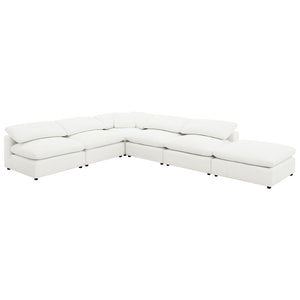 English Elm Segoura Ivory Boucle Armless Chair Plush Pillow Back Modular Sectional Seating B062P520176